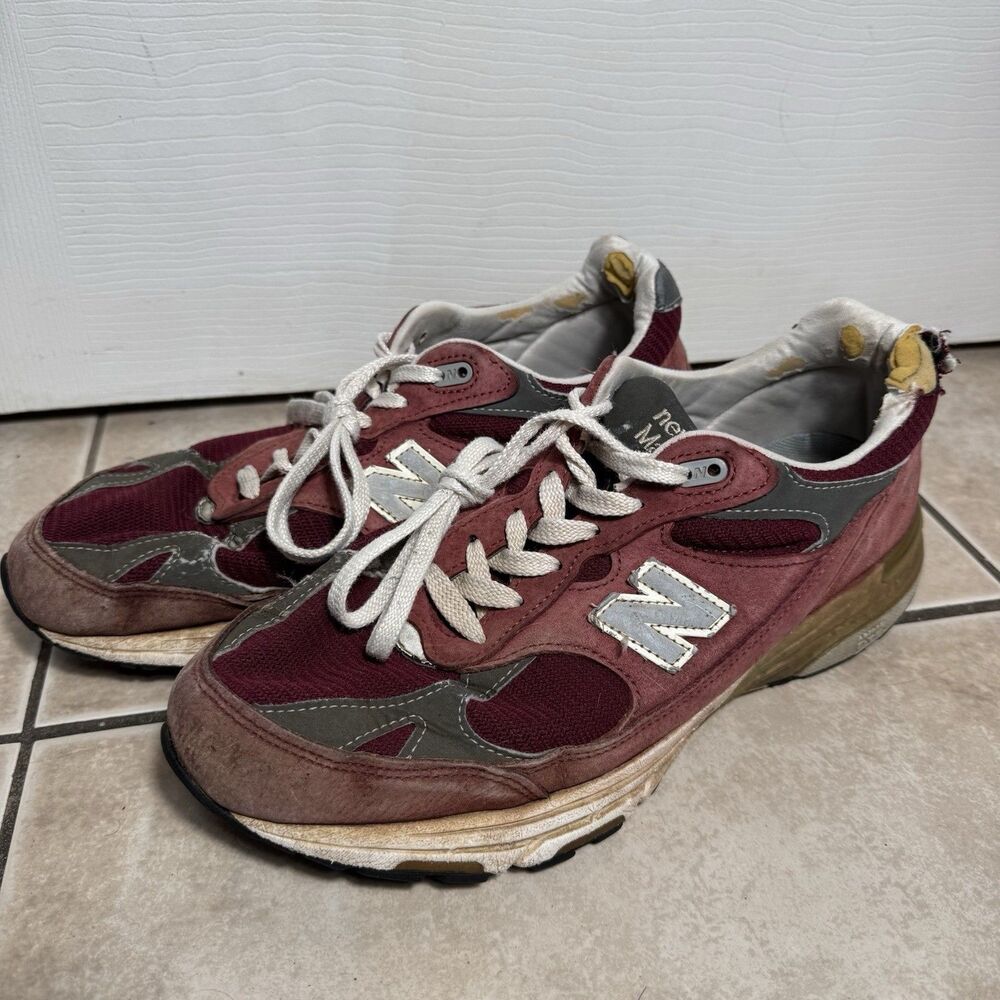 New Balance 993 Made in USA Mens 10 4E Wide Burgundy Grey Running Shoes Walking